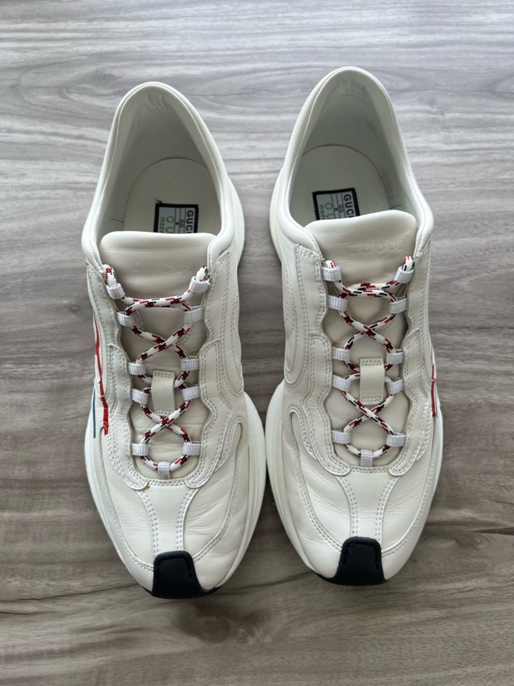 $1,100 GUCCI Run Leather Monogram GG Sneaker Size 9.5 US (UK 8) Men’s - Picture 7 of 11